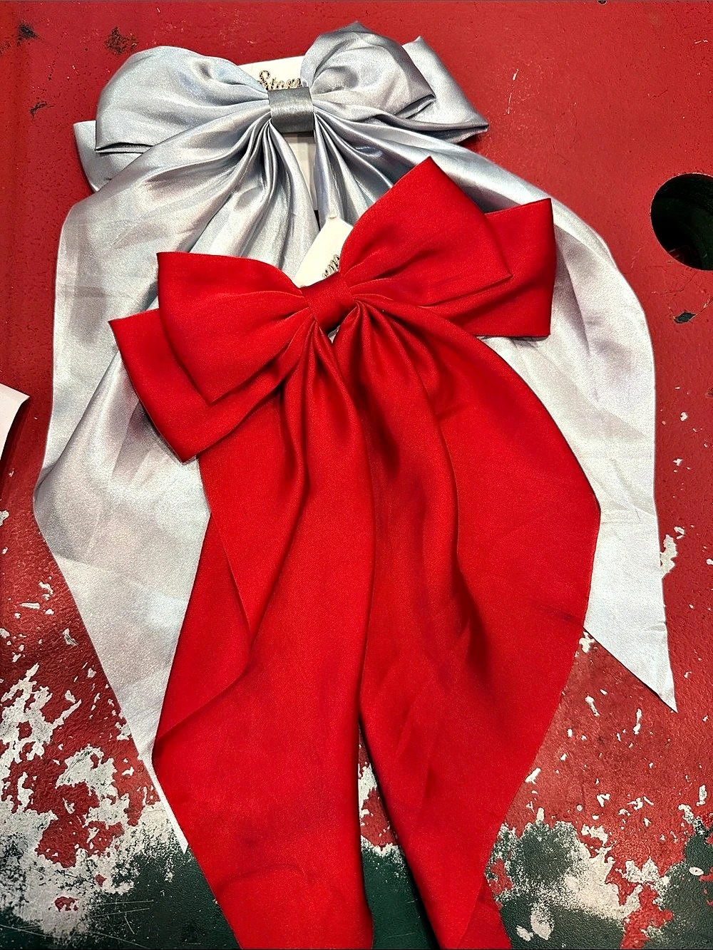 Bow Clip Formal Bow in Red & White